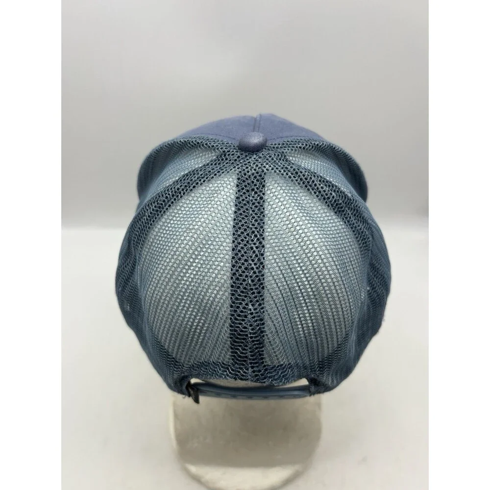 RVCA Trucker Hat Mid Fit Blue Snapback Mesh Rubber Logo Beach Surf Cap OSFM